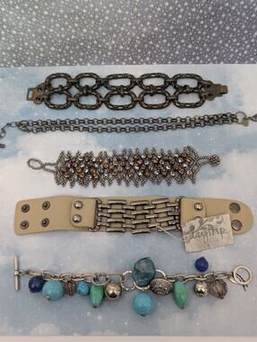 Boho Charm Bracelet Lot 5 Rhinestone Chain Turquoise Blue Women Jewelry
